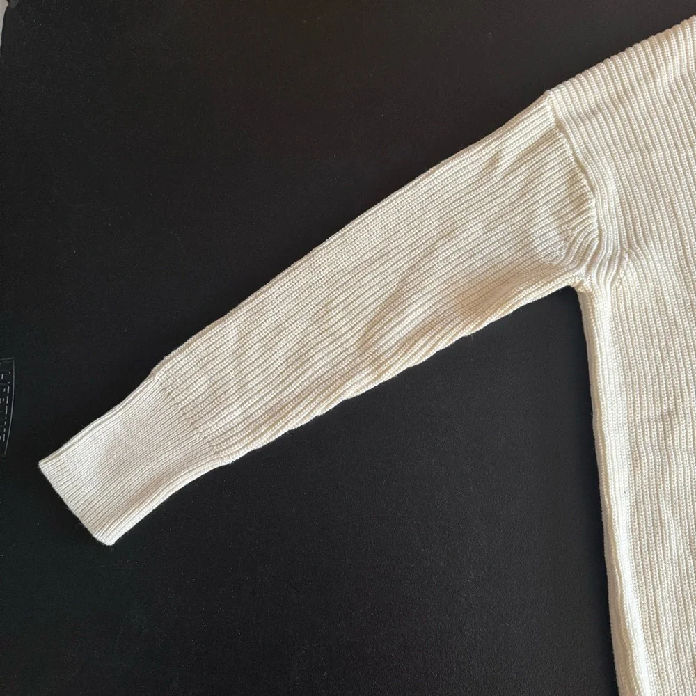 J Crew Ribbed Turtleneck Sweater‎ Womens XS Relaxed Ivory Knit Pullover BB427